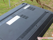 The bottom of the laptop has a big maintenance flap. The bottom of the laptop has a big maintenance flap.