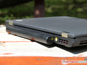 The higher capacity battery sticks out of the case at the back The higher capacity battery sticks out of the case at the back