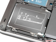 ...and the 2.5-inch bay is equipped with an SSD from Intel.