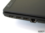 Three additional USB 2.0 ports on the rights front edge followed by a RJ-11 (modem) interface.
