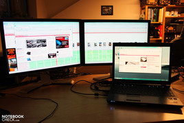 3 x 1920x1200 pixels via Matrox Dual Head2Go 3 x 1920x1200 pixels via Matrox Dual Head2Go