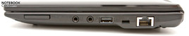 Right: Cardreader, audios, USB, Kensington, RJ45 Right: Cardreader, audios, USB, Kensington, RJ45