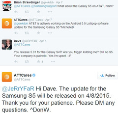 AT&amp;T confirms Samsung Galaxy S5 Lollipop update on Twitter