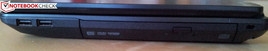 Right side: 2x USB 2.0, DVD optical drive, Kensington Lock