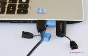 Crowded USB ports - even with slim drives and cables.