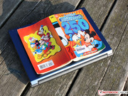 The 13.3 inch laptop doesn't fit in the jacket pocket like this Ducktales paperback,