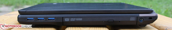 Right side: 3x USB 3.0, DVD, power, Kensington lock
