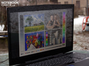 The glossy display has a full-HD resolution and a good contrast ratio of 527:1. The glossy display has a full-HD resolution and a good contrast ratio of 527:1.