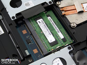 There's room for 4 RAM chips altogether. The other two are located under the keyboard. There's room for 4 RAM chips altogether. The other two are located under the keyboard.