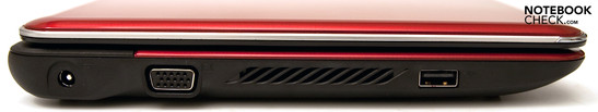 Left Side: 1 USB, VGA, power connector Left Side: 1 USB, VGA, power connector