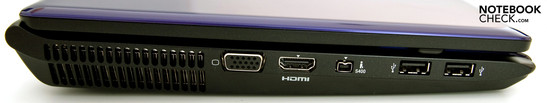 Left: 2 USB 2.0, FireWire 400, HDMI, VGA Left: 2 USB 2.0, FireWire 400, HDMI, VGA