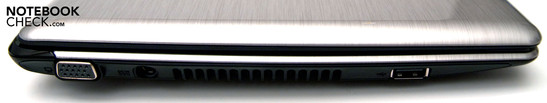 Left: 1 x USB 2.0, VGA, power socket