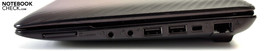 Right: Card reader, audio, 2 USB 2.0, Kensington, RJ-45 Right: Card reader, audio, 2 USB 2.0, Kensington, RJ-45