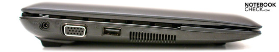 Left: DC-in, VGA, 1 USB 2.0