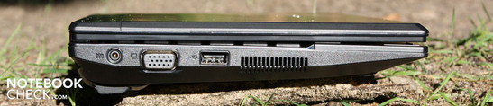 Left: AC, VGA, USB 2.0 Left: AC, VGA, USB 2.0