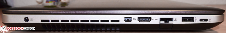 (DC-in) power supply, mini DisplayPort, HDMI, Ethernet, 1x USB 3.0, 1x USB 3.0 Type-C