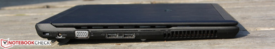 Left: Kensington, AC, VGA, 2 USB 2.0 Left: Kensington, AC, VGA, 2 USB 2.0