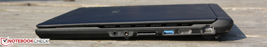 Right: Line out, microphone, USB 3.0, HDMI, RJ45 Ethernet Right: Line out, microphone, USB 3.0, HDMI, RJ45 Ethernet