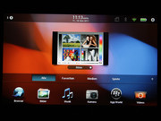 The BlackBerry Tablet OS has its own menu navigation that is not similar to Android 3.2.
