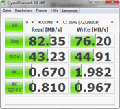 Crystal Disk Mark 782 MB/s read Crystal Disk Mark 782 MB/s read