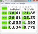 CrystalDiskMark 74/72 MB/s read/write CrystalDiskMark 74/72 MB/s read/write