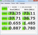 Crystal Disk Mark 3.0: 73 MB/s Read/Write Crystal Disk Mark 3.0: 73 MB/s Read/Write