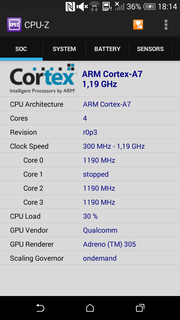 CPU-Z is able to identify the Qualcomm SoC based on the ARM Cortex A7.