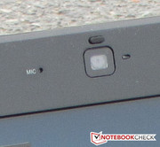 A microphone is located directly beside the webcam. A microphone is located directly beside the webcam.