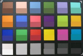 ColorChecker colors. In the bottom half of each patch, the original colors are shown.