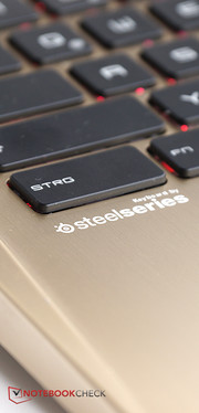 The keyboard is still provided by SteelSeries and has an unusual layout.