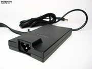 It's easy to put the very slim, yet not especially light power adapter into a notebook bag.