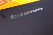 Lenovo's logo glitters in the sun,