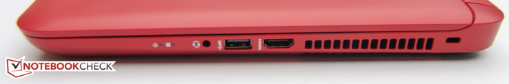 Right side: headphone jack, USB 3.0, HDMI, Kensington lock slot