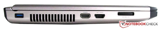 Left side: USB 3.0, HDMI, eSATA/USB combo interface, Cardreader