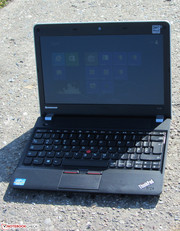 The ThinkPad outdoors.