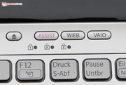 There are four special buttons above the keyboard. Their function from left to right: DVD eject, "Vaio Care", browser start, "Vaio Control Center".