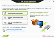The recovery management software enables the backup and recovery of the system, drivers and the applications.
