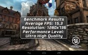 The graphics benchmark Epic Citadel proves: The HP Slate 7 VoiceTab is not made for gaming.