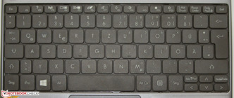 Packard Bell uses the full width of their netbook for the keyboard.