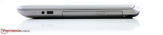 Right side: combined audio, USB 3.0, optical drive DVD+/-RW DL