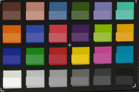 ColorChecker colors photographed. The corresponding reference color is displayed in the bottom half of each field.