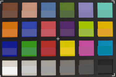Picture of ColorChecker colors. Original colors are displayed in the lower half of each patch.
