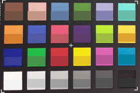 A photo of the ColorChecker chart. The lower half of each patch shows the original color.