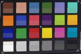 Screenshot of ColorChecker colors. Reference colors are displayed in the lower half of each patch.
