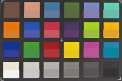 Screenshot of ColorChecker colors. Original colors in the lower half of each patch.