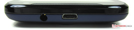 Upper edge: 3.5 mm audio jack, micro-USB 2.0 port