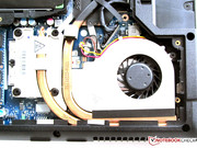 Underneath the panel the cooling system becomes visible Underneath the panel the cooling system becomes visible