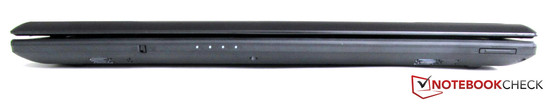 Front: Card reader, different LEDs, slider for deactivating wireless communications Front: Card reader, different LEDs, slider for deactivating wireless communications