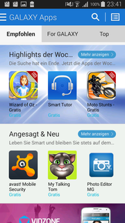 Galaxy Apps lists recommended applications and…
