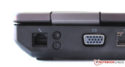 Connections for a 56k modem and a VGA monitor. Connections for a 56k modem and a VGA monitor.